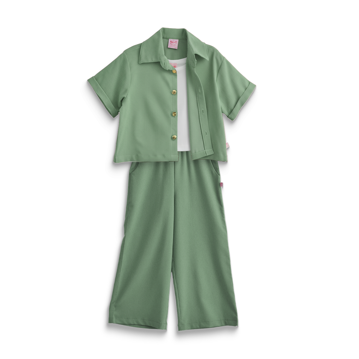 Conjunto de tres piezas con botones para niña Flory CONI0040