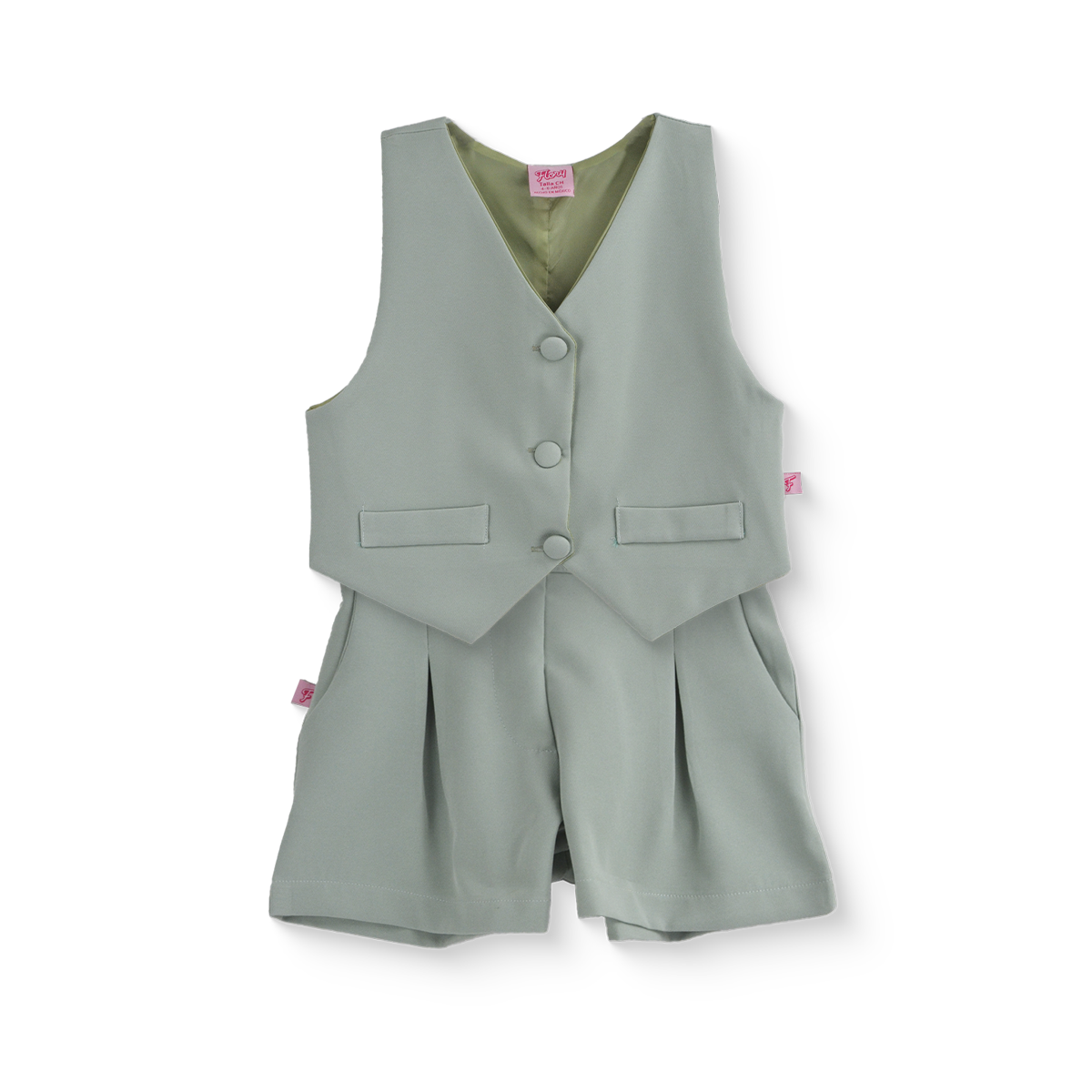 Conjunto con chaleco y botones, con short de cintura elástica| CONI0034 | tallas ch-m-gr