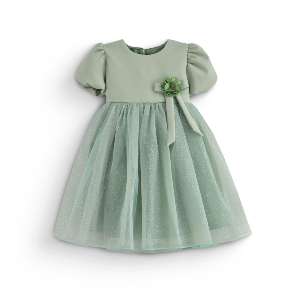 Vestido manga abullonada con flor de satín • 1 a 3 años • Barbie 9