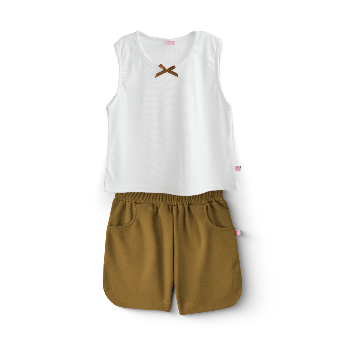 Conjunto Sort Básico con bolsillos y blusa con moño • ARIANA 8 • tallas 12-14-16 • COJU0007