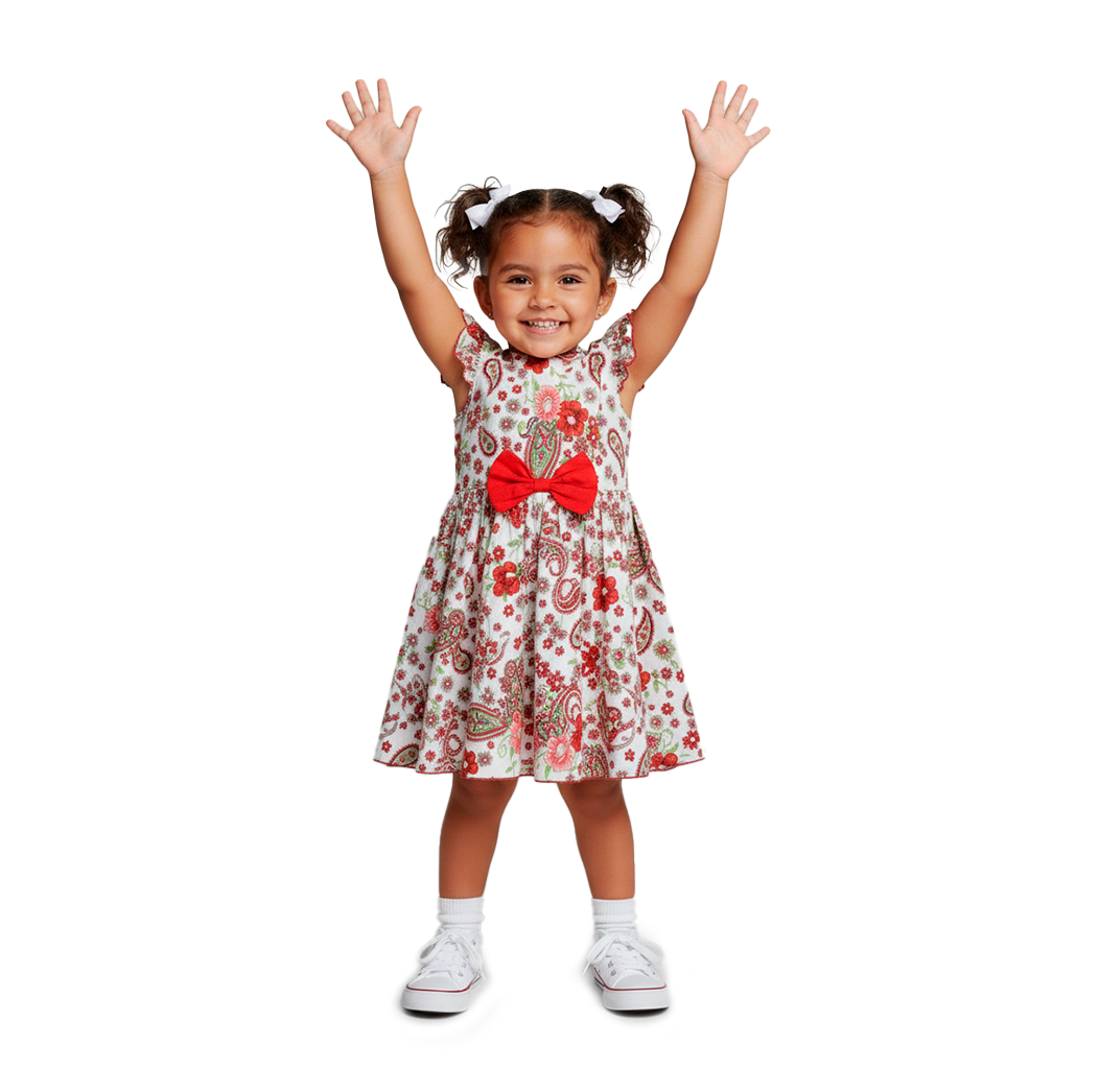 Vestido con Moño Tulipanes Niña Bebé Flory VEBB0118