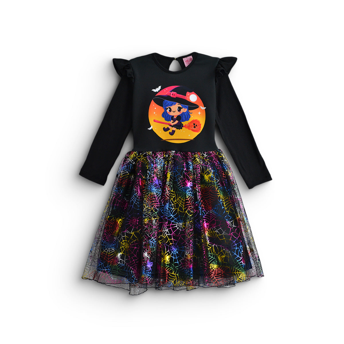 Vestido disfraz de brujita con sombrero Niña Flory VENI0183