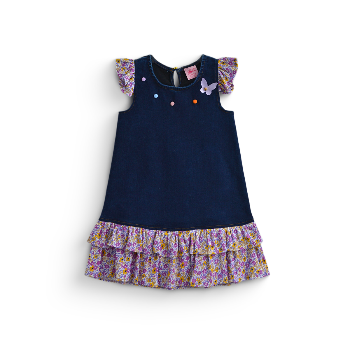 Vestido de mezclilla con flores para Niña Flory VENI0197