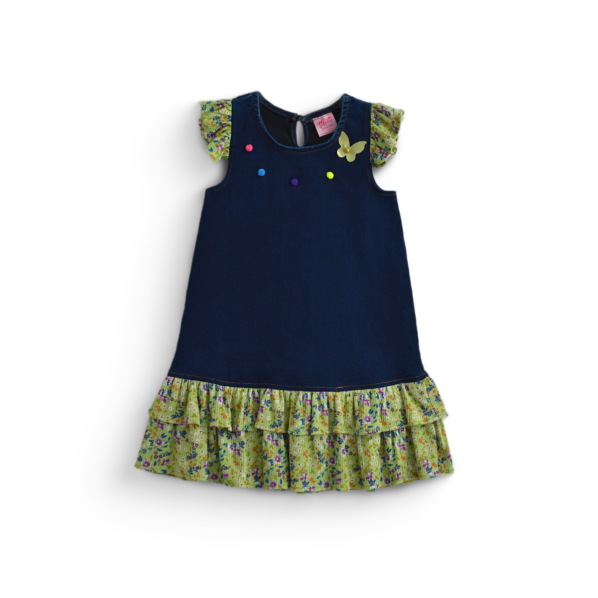 Vestido de mezclilla con flores para Niña Flory VENI0197