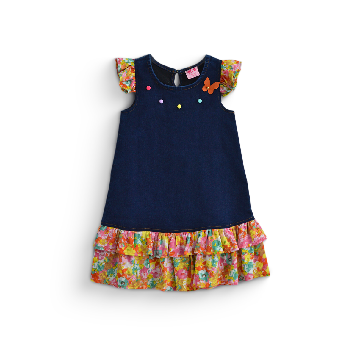 Vestido de mezclilla con flores para Niña Flory VENI0197