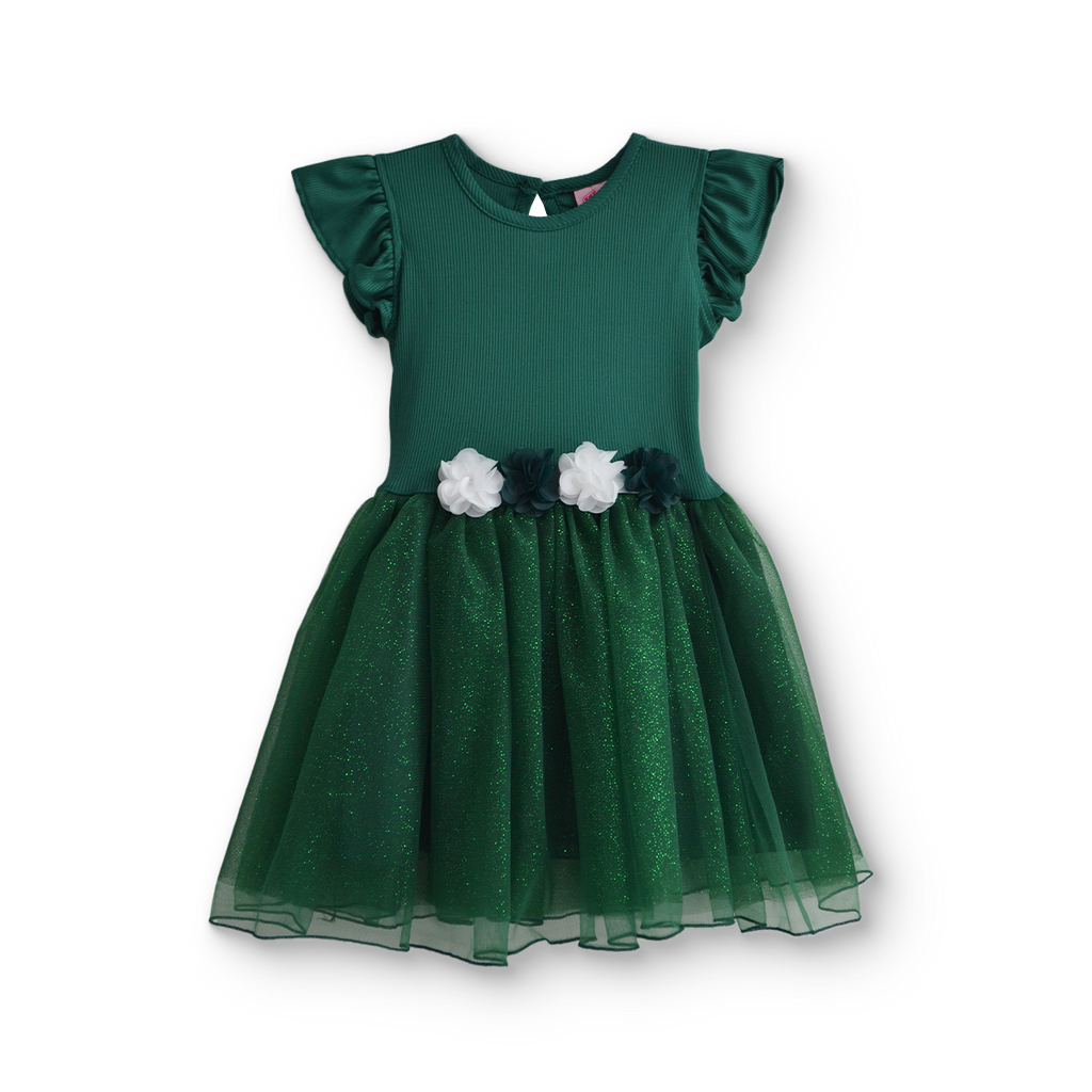 Vestido rib con manga mariposa y falda | VEBB0106 | tallas 1-2-3