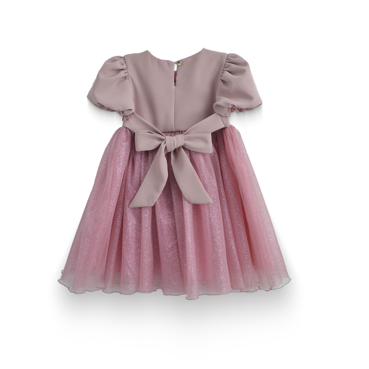 Vestido manga abullonada con flor de satín • BARBIE 9 • tallas 1-2-3 •  VEBB0119