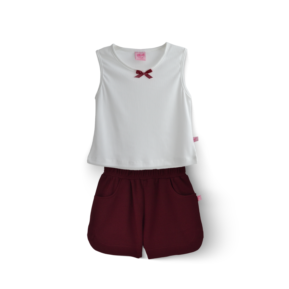 Conjunto de Short con bolsillos y blusa con moño Niña  CONI0037 Flory
