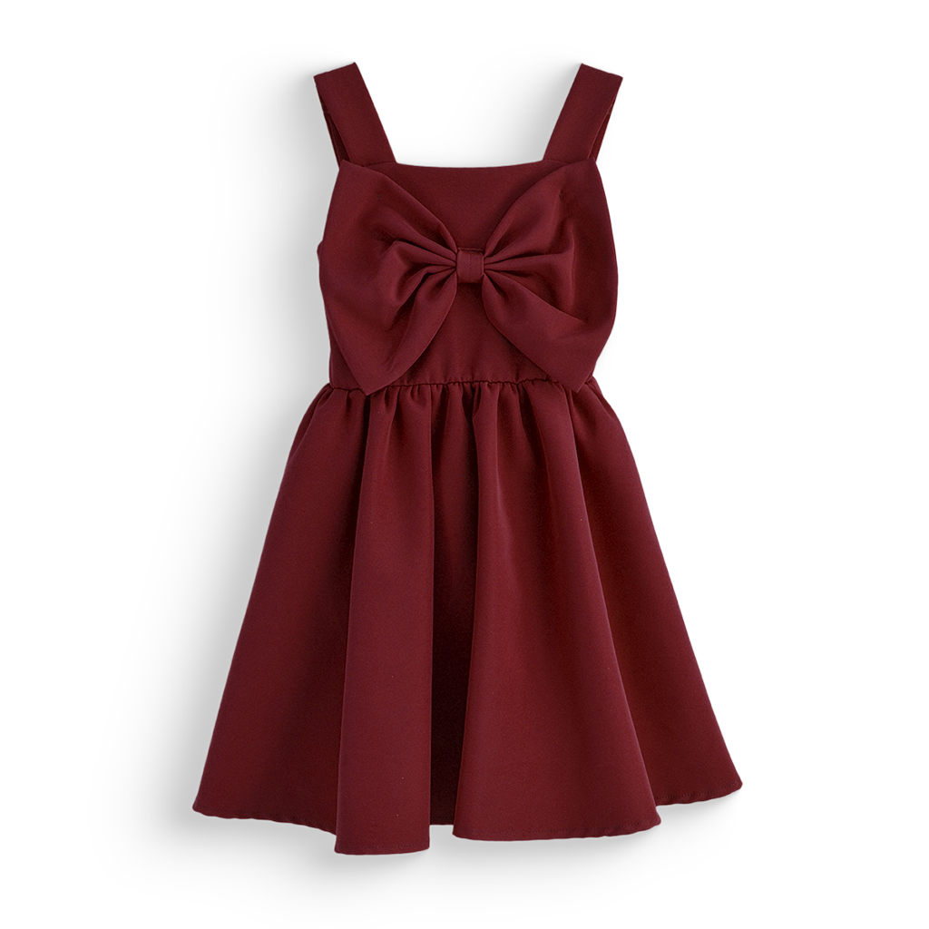 Vestido infantil elegante con falda circular y moño | VENI0152 | tallas ch-m-gr