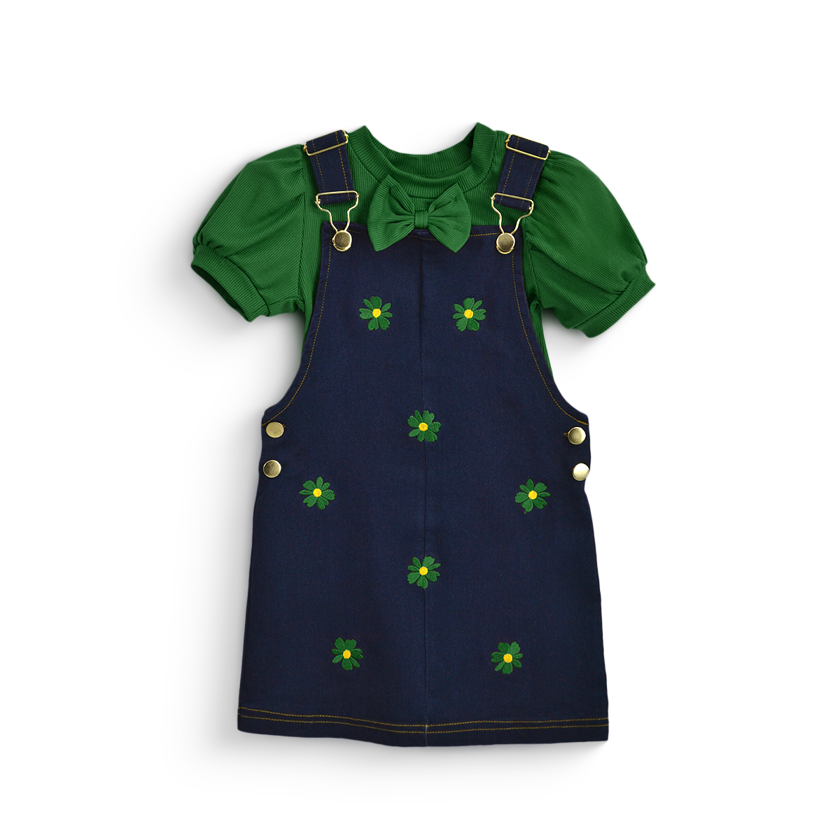 Jumper mezclilla bordado y blusa con moño Niña FLORY JUNI0002