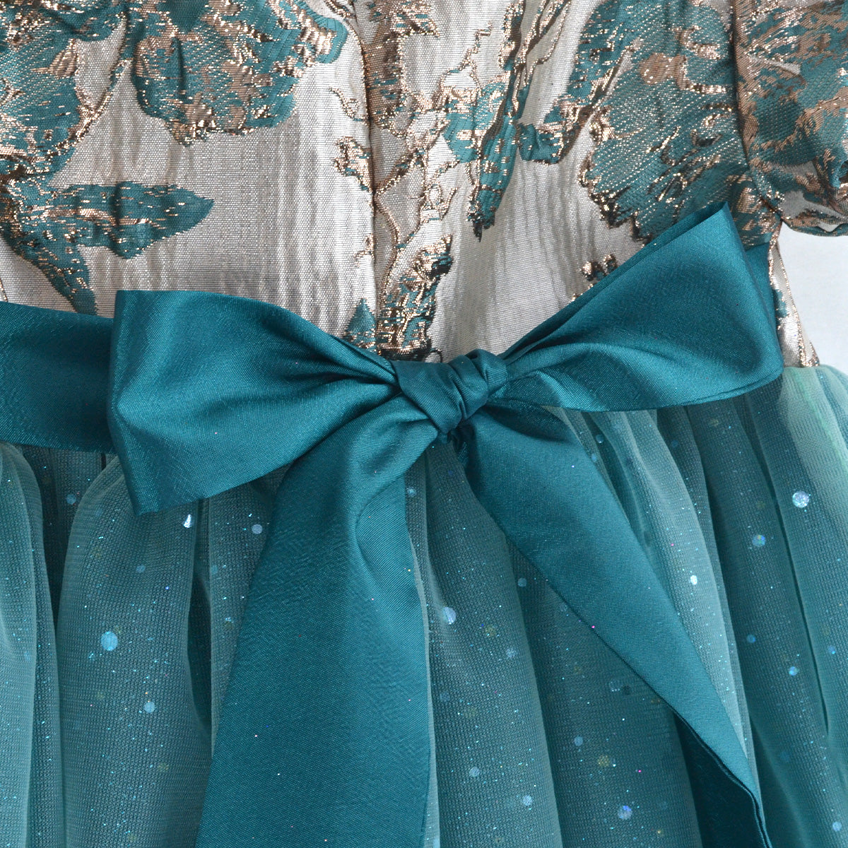 Vestido manga abullonada con Flor | VEBB0139 | tallas 1-2-3