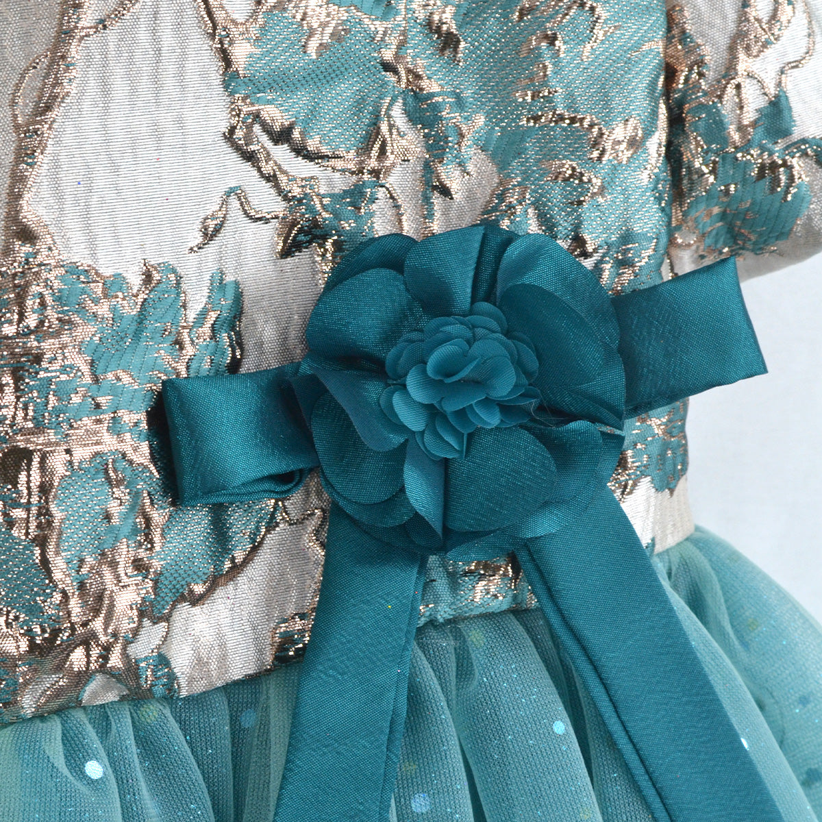 Vestido manga abullonada con Flor | VEBB0139 | tallas 1-2-3