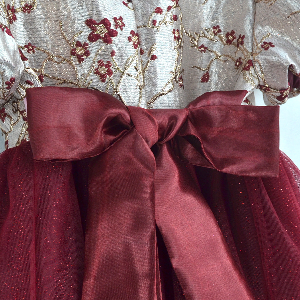 Vestido manga abullonada con Flor | VEBB0139 | tallas 1-2-3