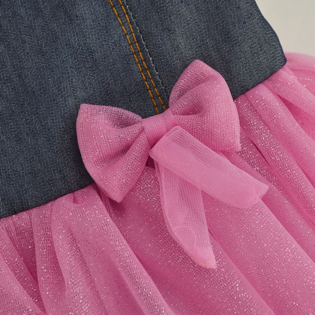 Vestido de mezclilla con carteras y tul • 1 a 3 años • Saori 3