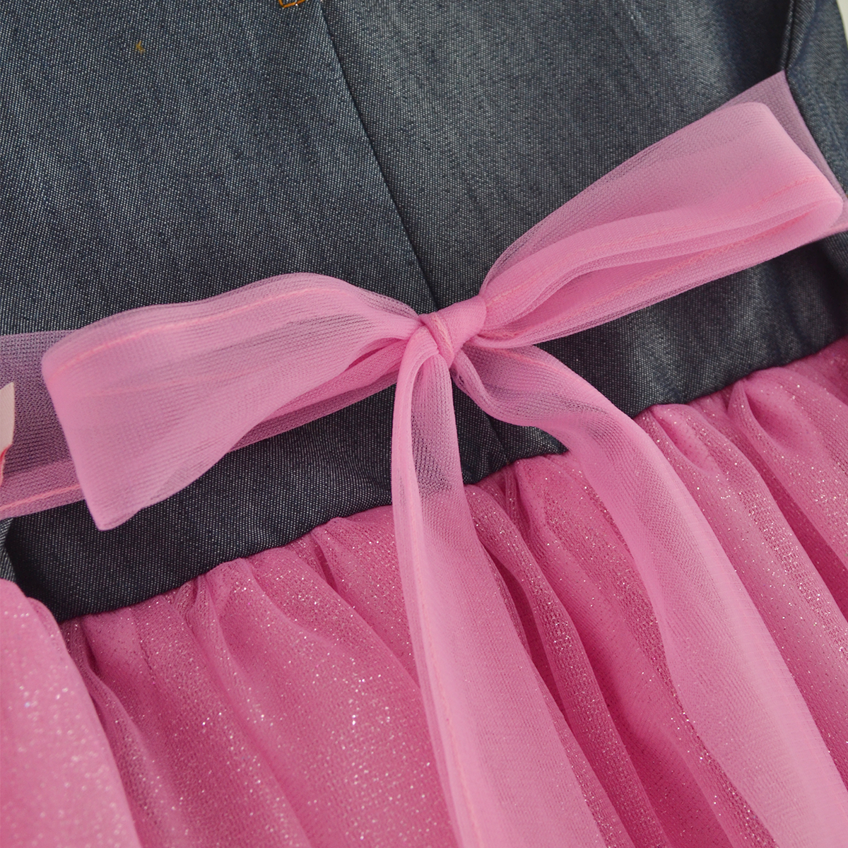 Vestido de mezclilla con carteras y tul • 1 a 3 años • Saori 3