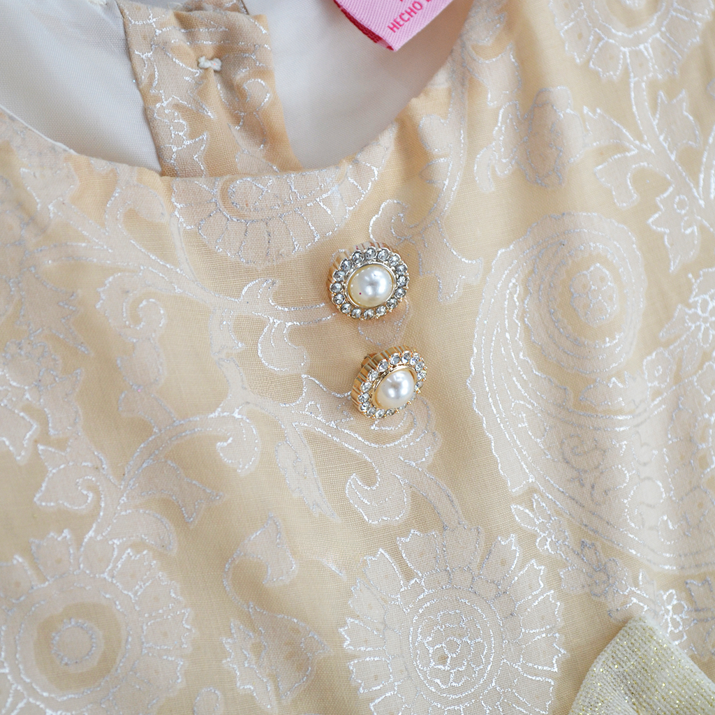 Vestido de satin floreado con moños  •  1 a 3 años  • Elena 4