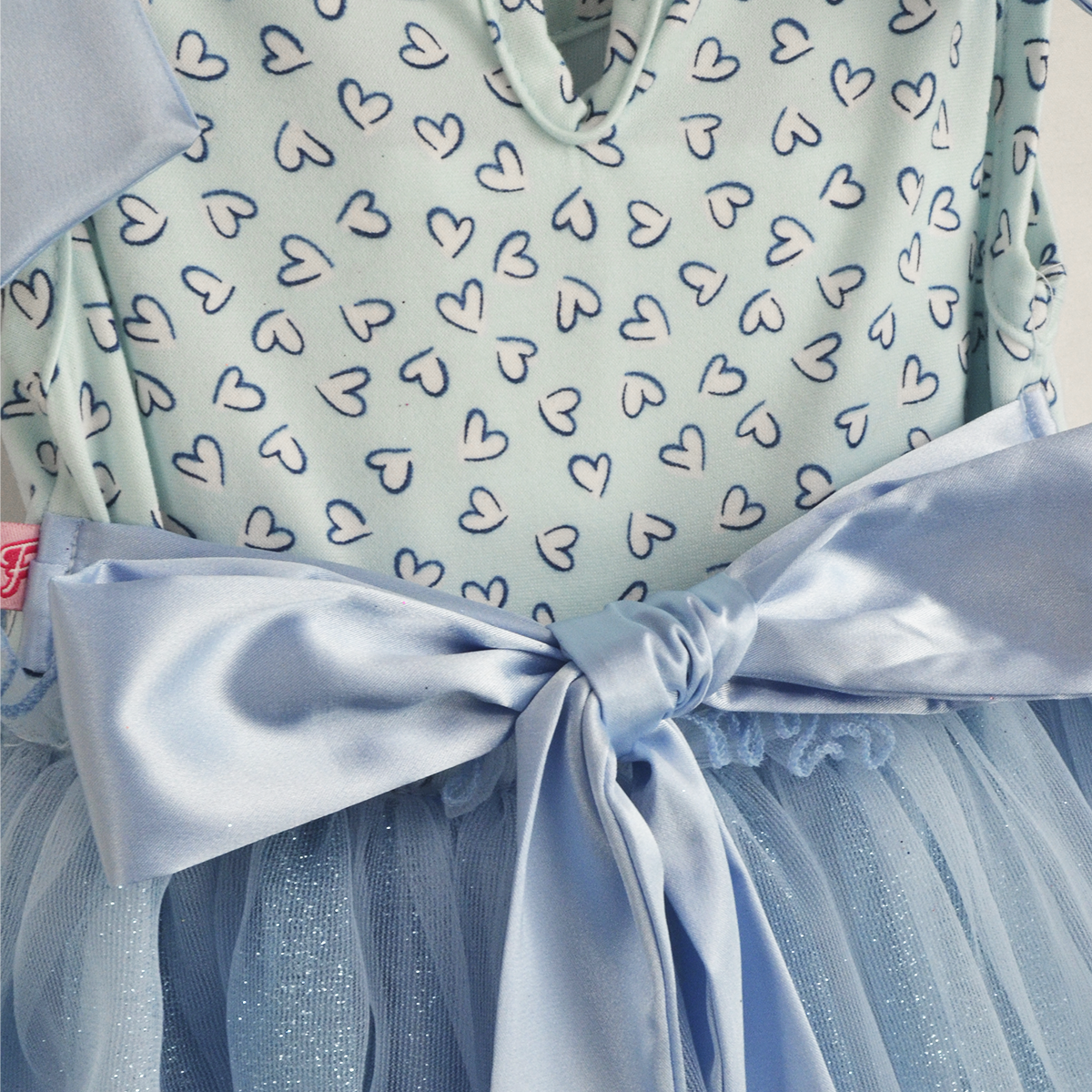 Vestido de fiesta estampado de corazones con falda de tul glitter | VEBB0141C | tallas 1-2-3