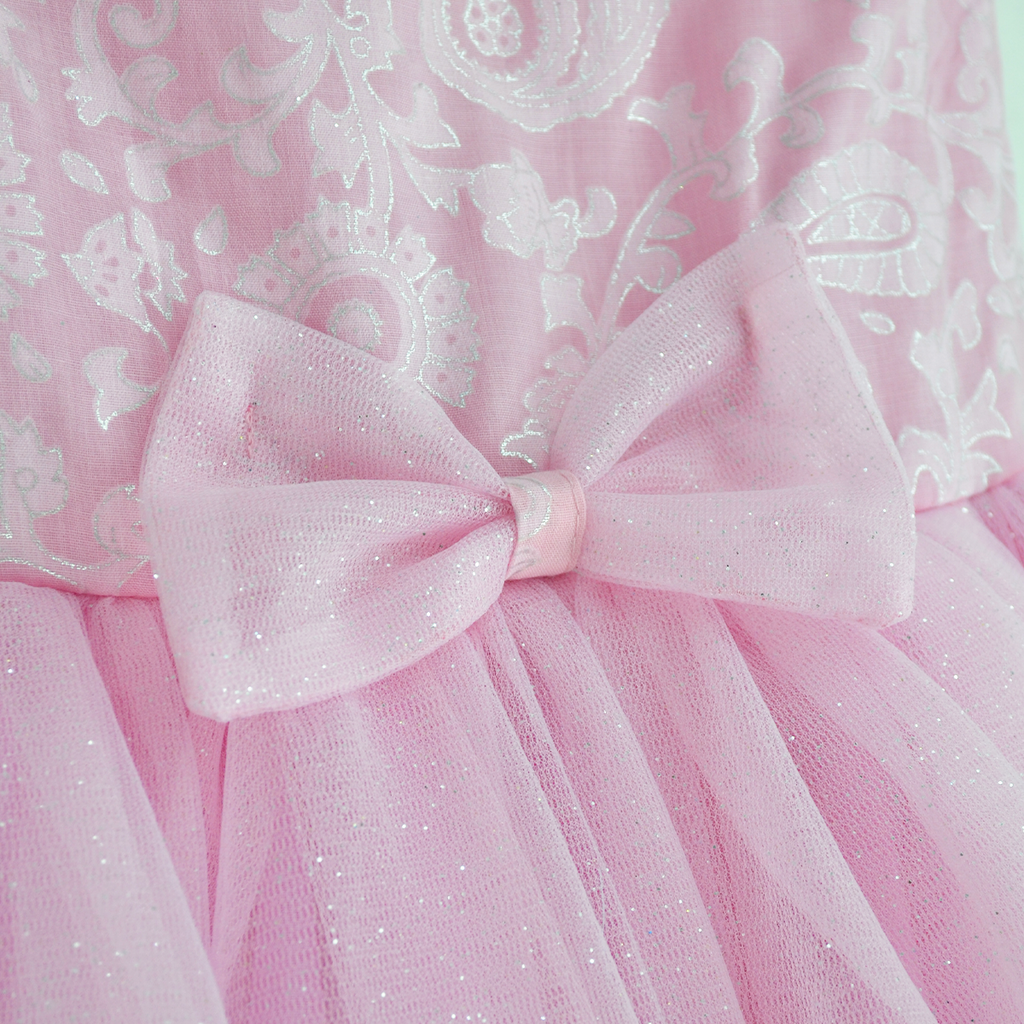Vestido de satin floreado con moños  •  1 a 3 años  • Elena 4