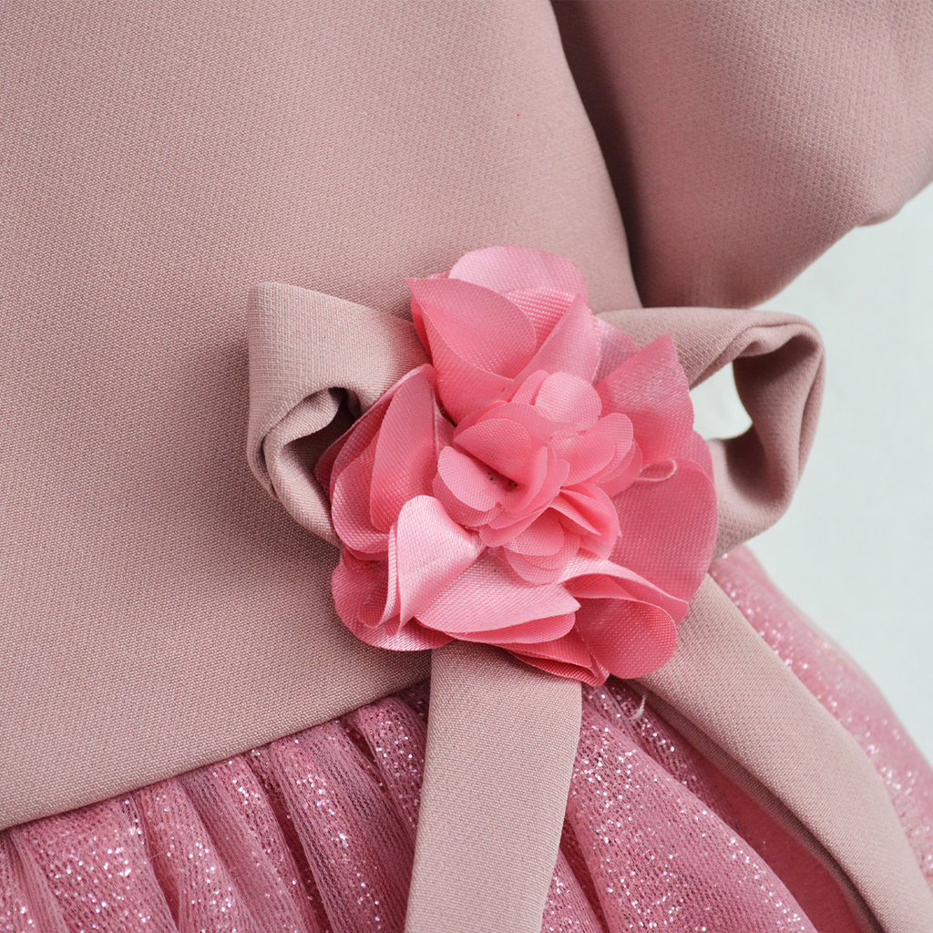 Vestido manga abullonada con flor de satín • BARBIE 9 • tallas 1-2-3 •  VEBB0119