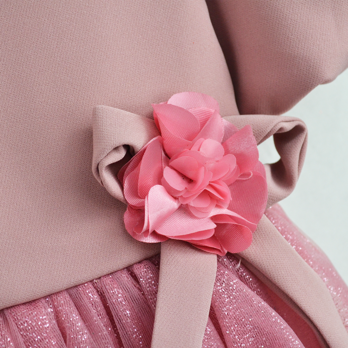 Vestido manga abullonada con flor de satín • BARBIE 9 • tallas 1-2-3 •  VEBB0119