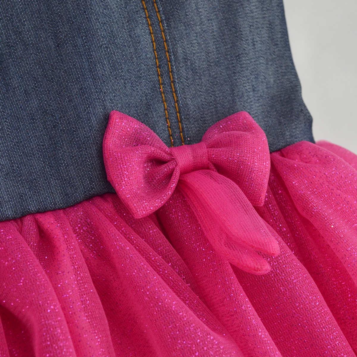 Vestido de mezclilla con carteras y tul • 1 a 3 años • Saori 3