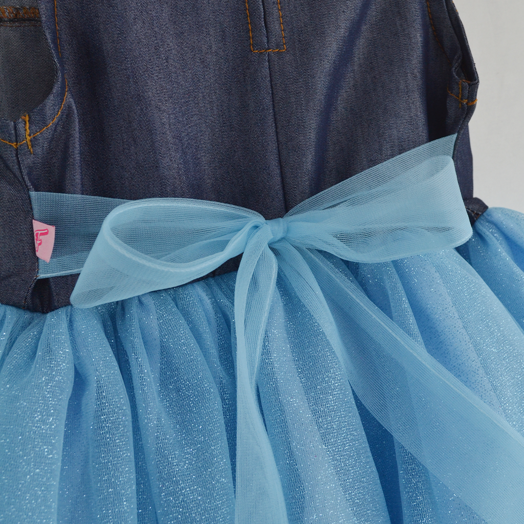 Vestido de mezclilla con carteras y tul • 1 a 3 años • Saori 3