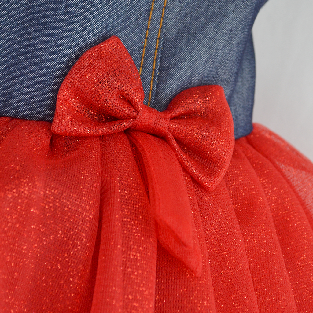 Vestido de mezclilla con carteras y tul • 1 a 3 años • Saori 3