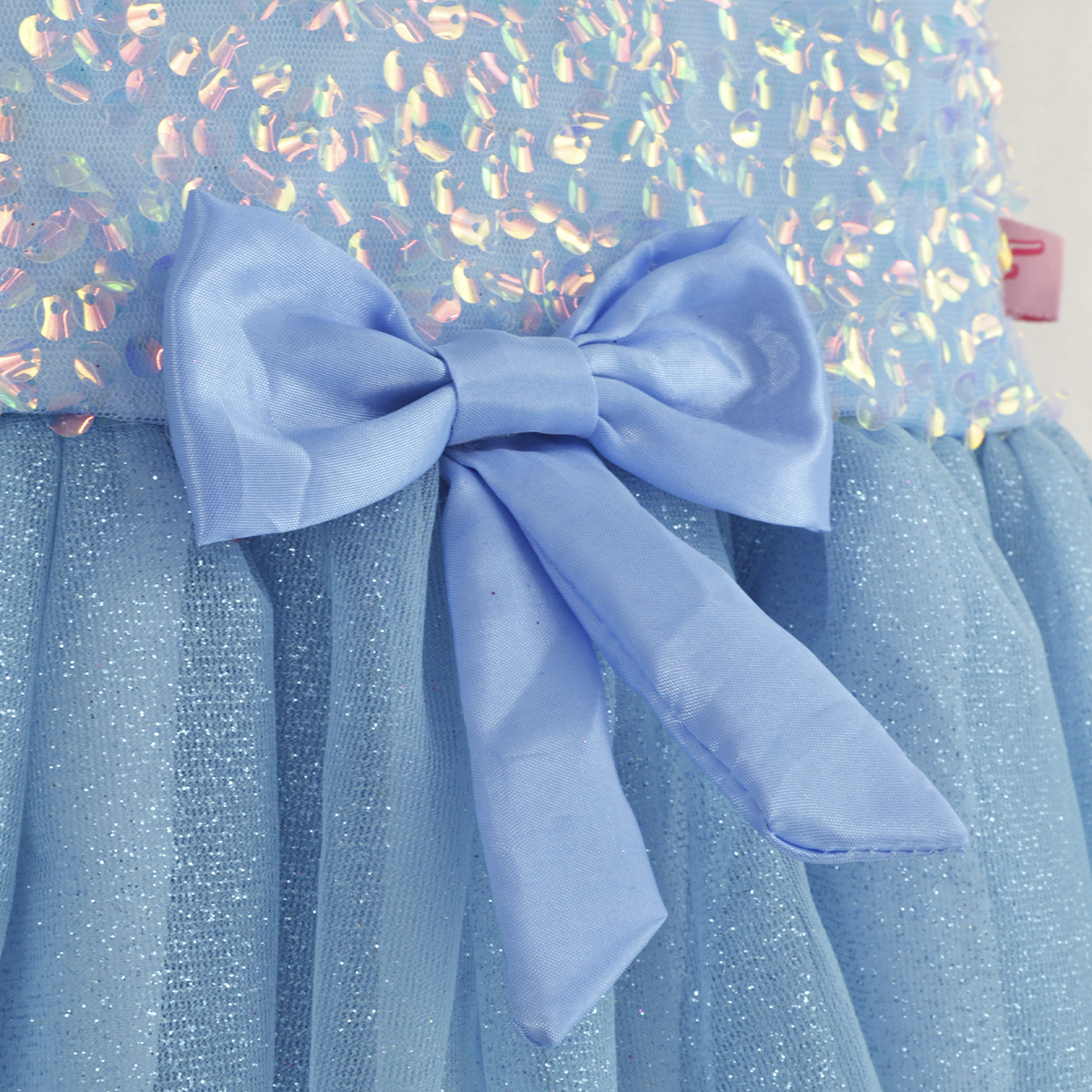 Vestido de lentejuelas con olanes y moño en cintura | VEBB0137 | tallas 1-2-3