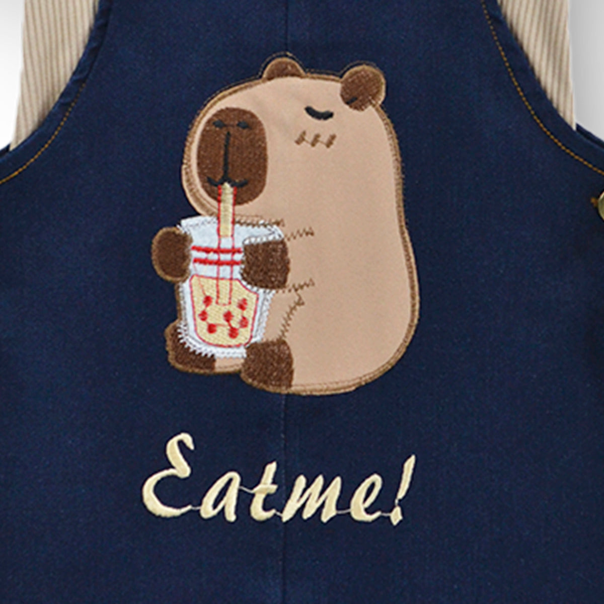 Jumper de mezclilla con playera y bordado de Capibara niña Bebé Flory JUBB0002P01