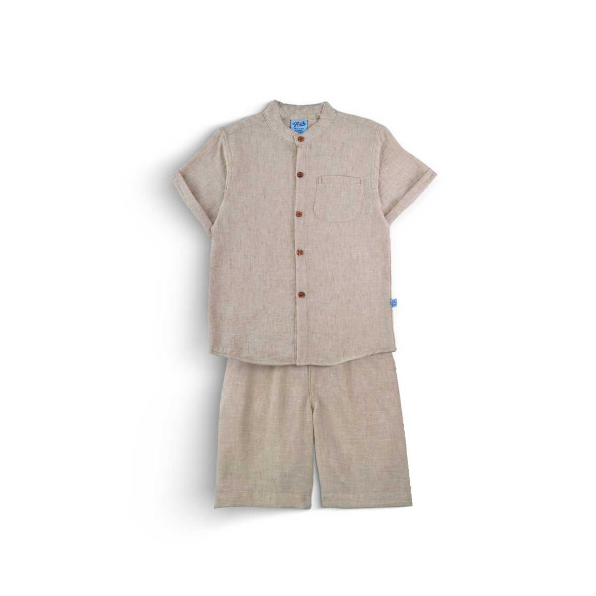 Conjunto de lino de camisa con botones de madera y short Niño Heri CONN0002