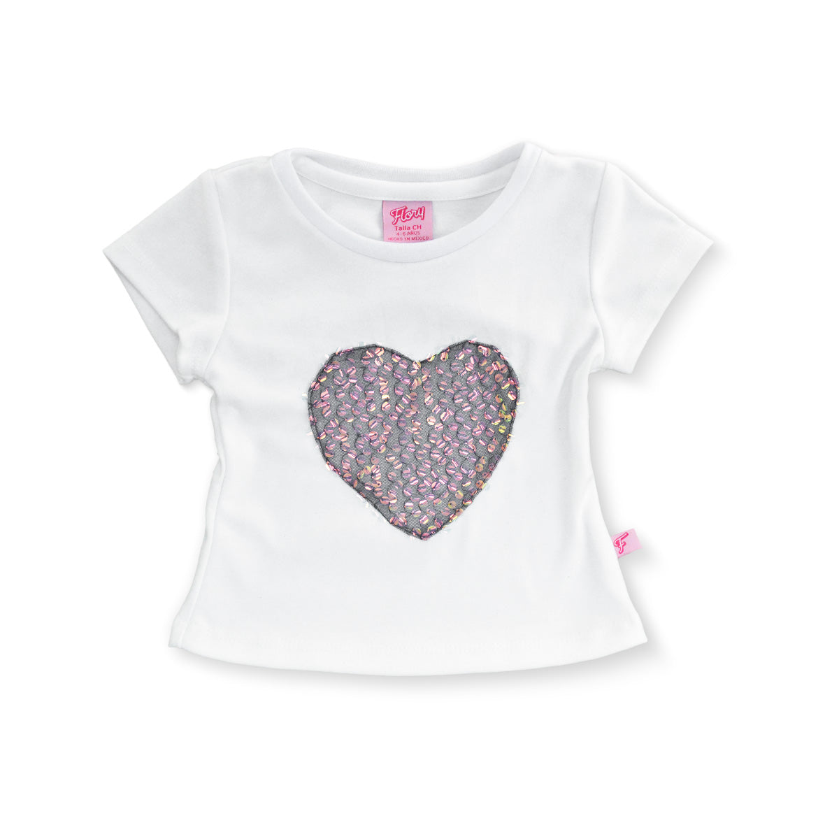 Playera básica con corazón para niña FLORY PLNI0001