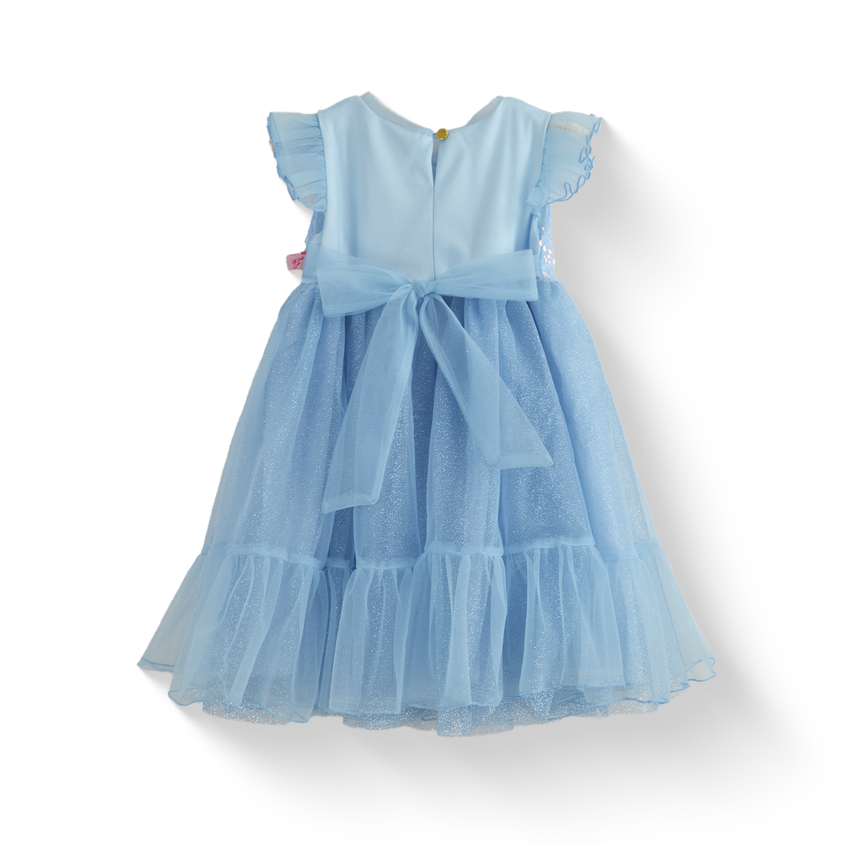 Vestido de lentejuelas con olanes y moño en cintura | VEBB0137 | tallas 1-2-3