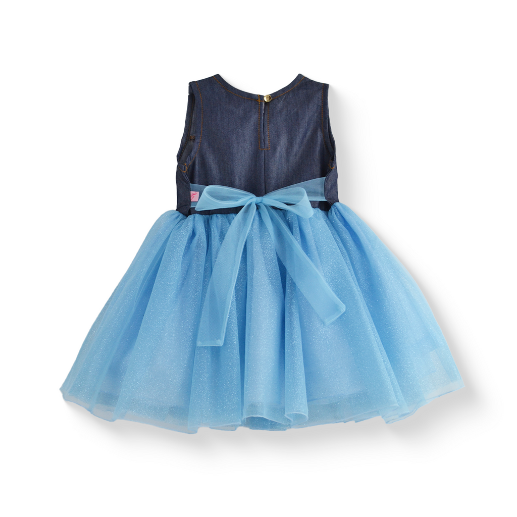 Vestido de mezclilla con carteras y tul • 1 a 3 años • Saori 3
