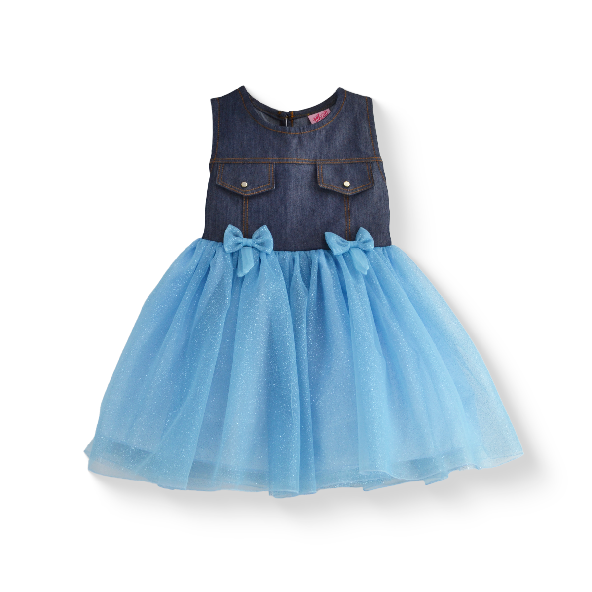 Vestido de mezclilla con carteras y tul • 1 a 3 años • Saori 3