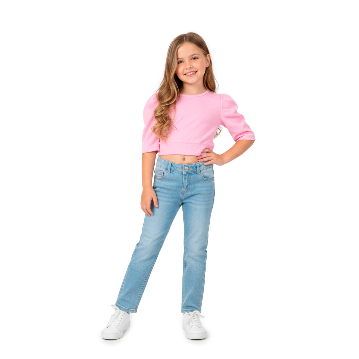 Blusa manga drapeada con moño trasera Niña Flory BLNI0065