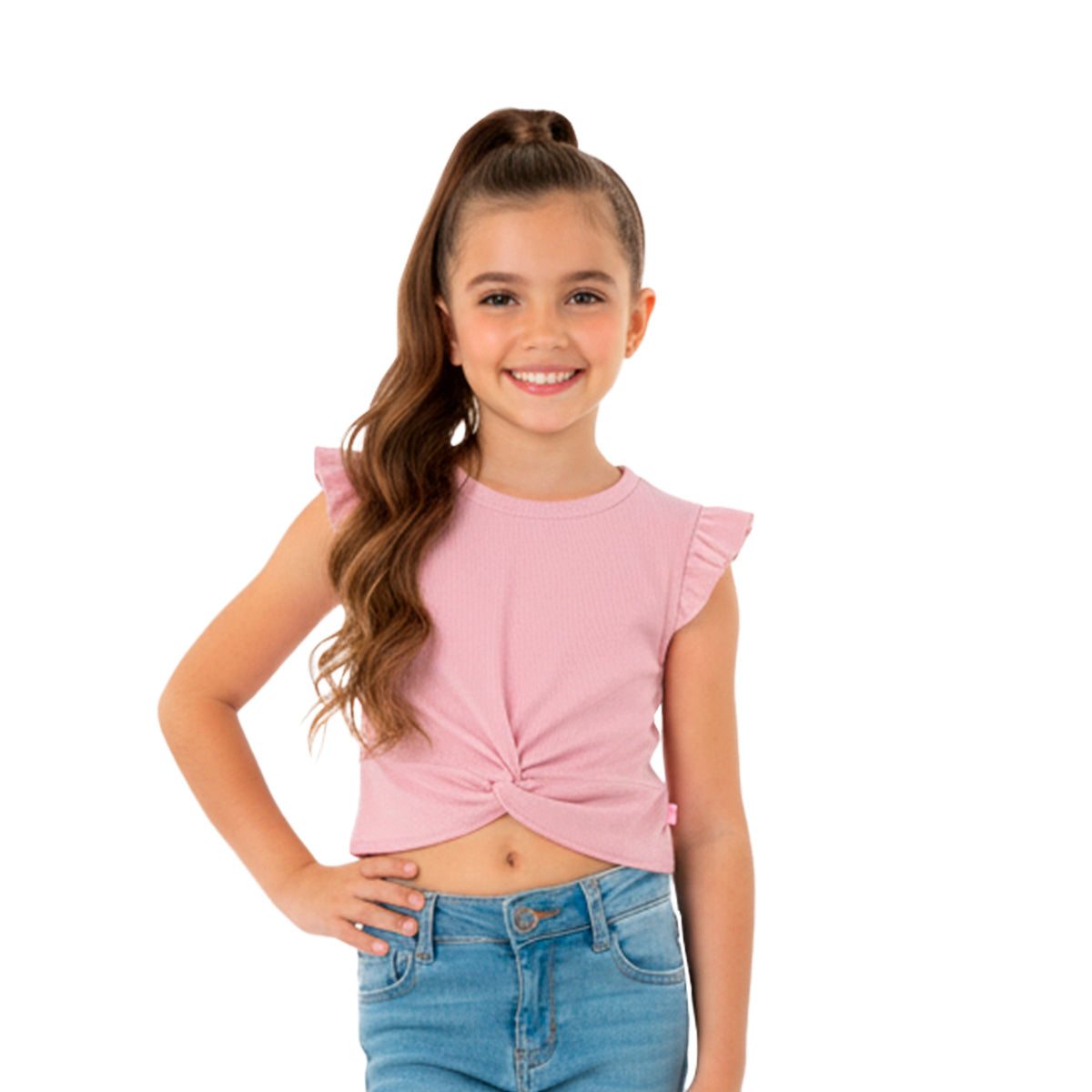 Blusa manga mariposa con nudo Niña Flory BLNI0063