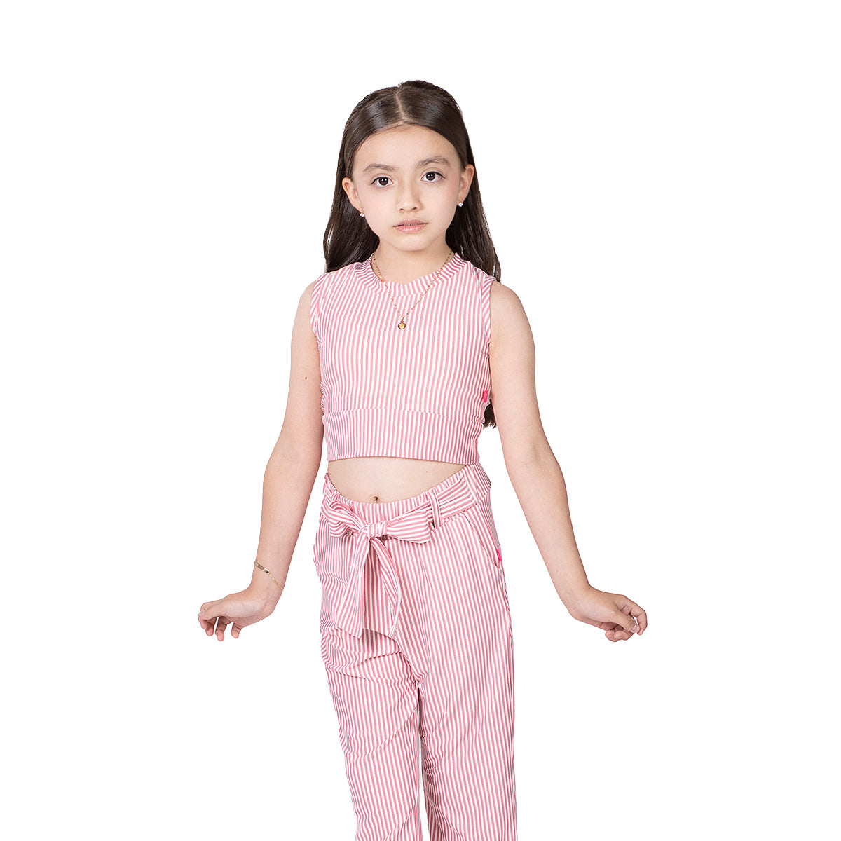 Conjunto blusa pantalón estampado de rayas niña | FLORY CONI0006