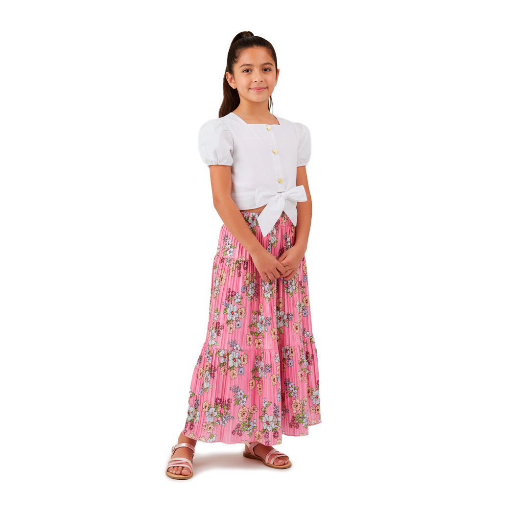 Conjunto Blusa Bombacha con Falda Larga Floreada Niña CONI0029 Flory