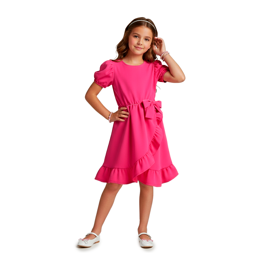 Vestido cruzado con moño Niña FLORY VENI0149