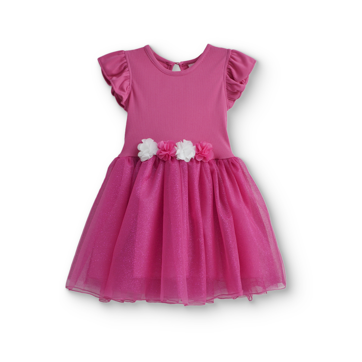 Vestido rib con manga mariposa y falda | VEBB0106 | tallas 1-2-3