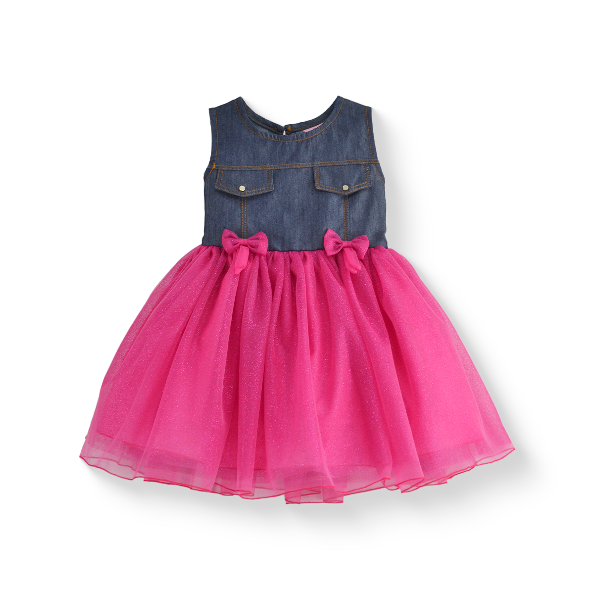 Vestido de mezclilla con carteras y tul • 1 a 3 años • Saori 3