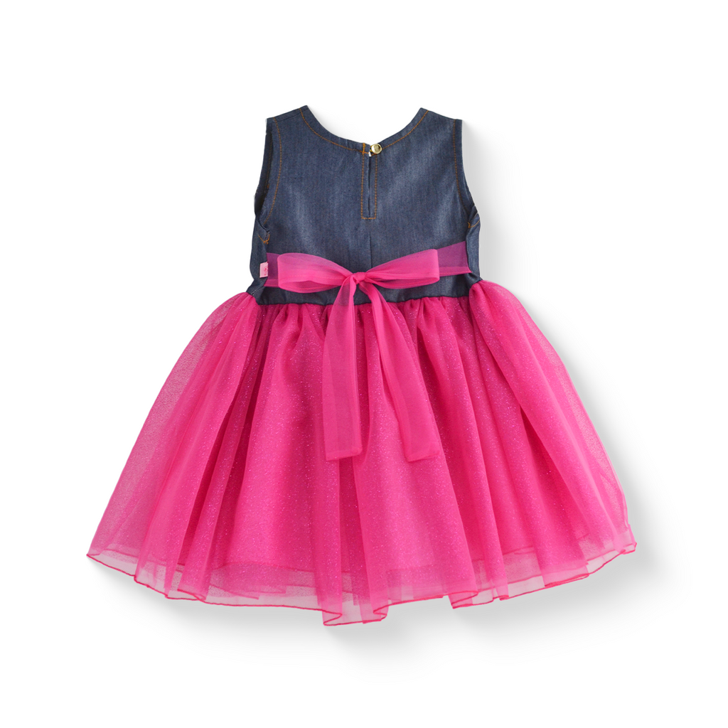 Vestido de mezclilla con carteras y tul • 1 a 3 años • Saori 3