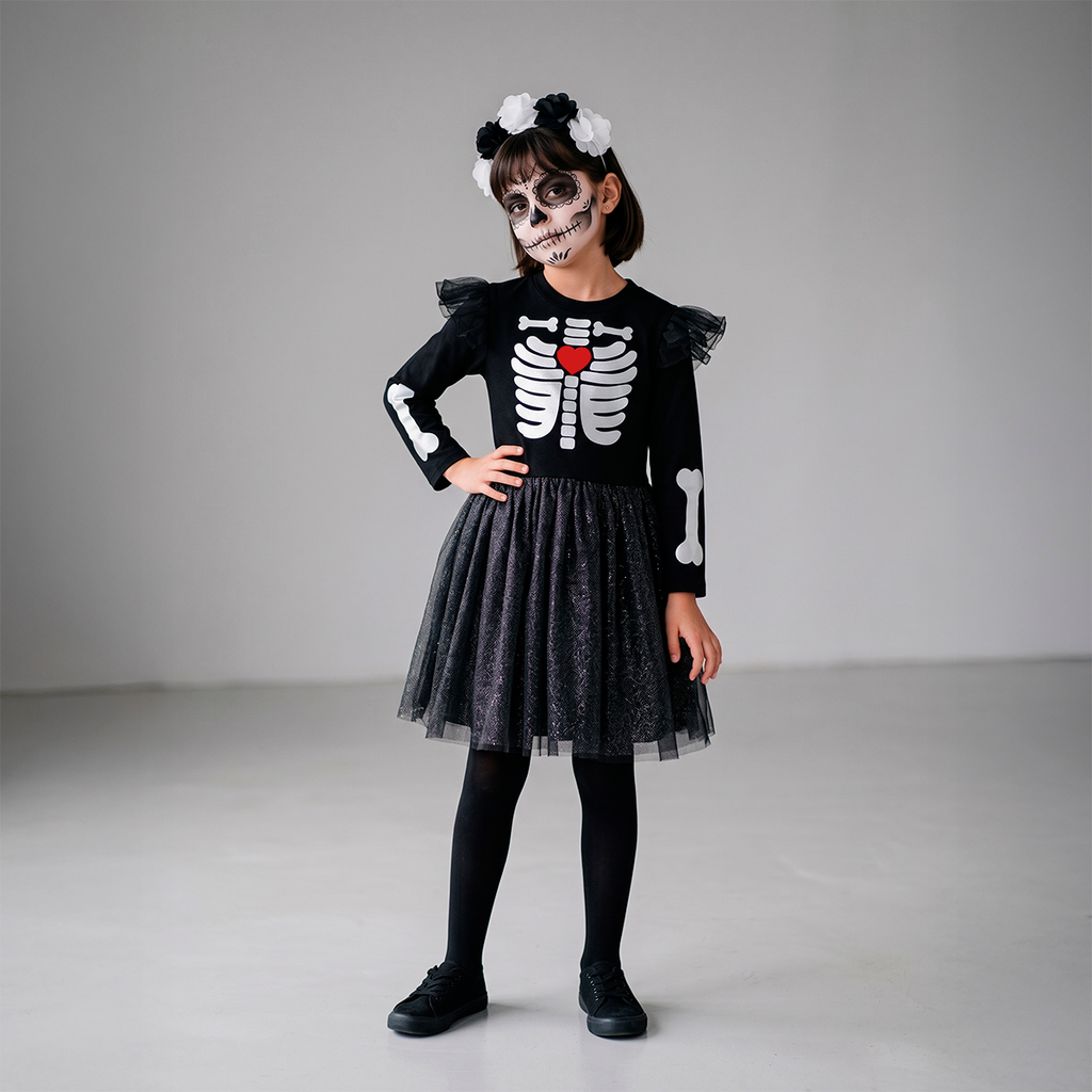 Vestido Huesos con Diadema • 4 a 11 años • Halloween Huesos 2