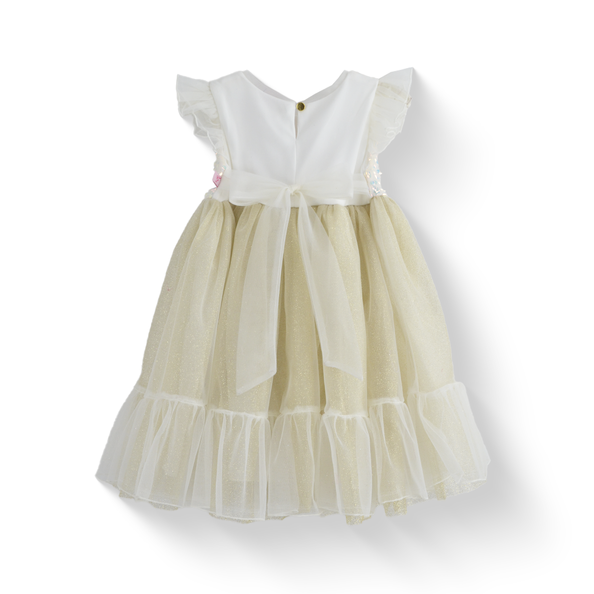 Vestido de lentejuelas con olanes y moño en cintura | VEBB0137 | tallas 1-2-3