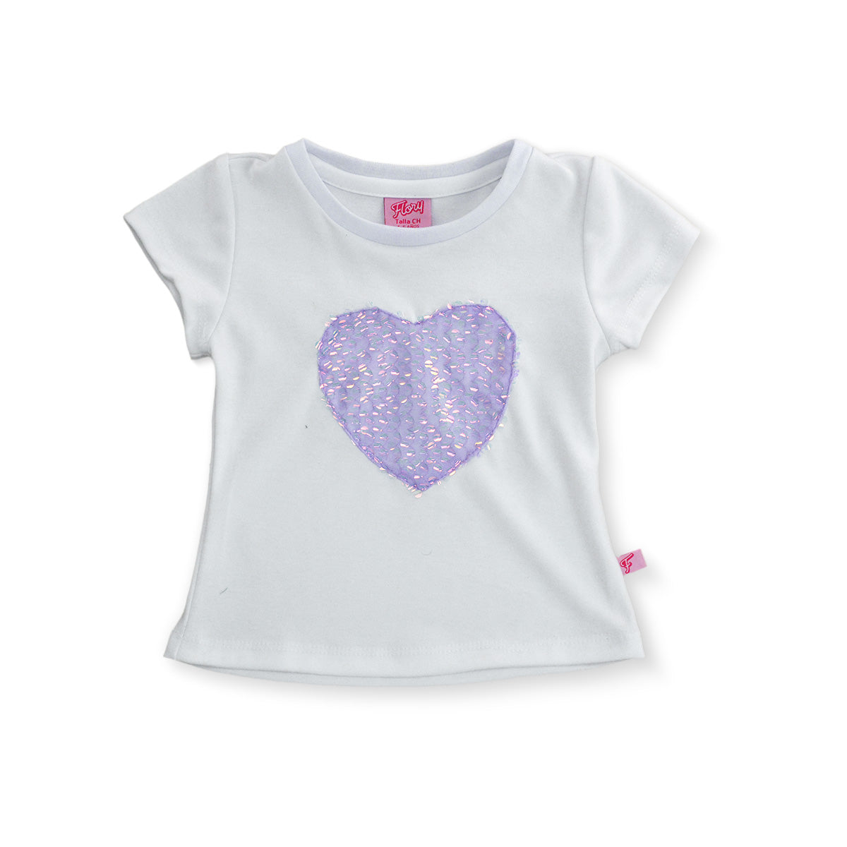 Playera básica con corazón para niña FLORY PLNI0001