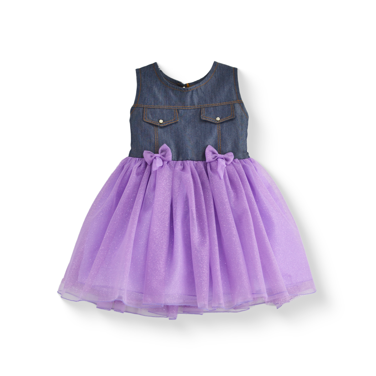 Vestido de mezclilla con carteras y tul • 1 a 3 años • Saori 3