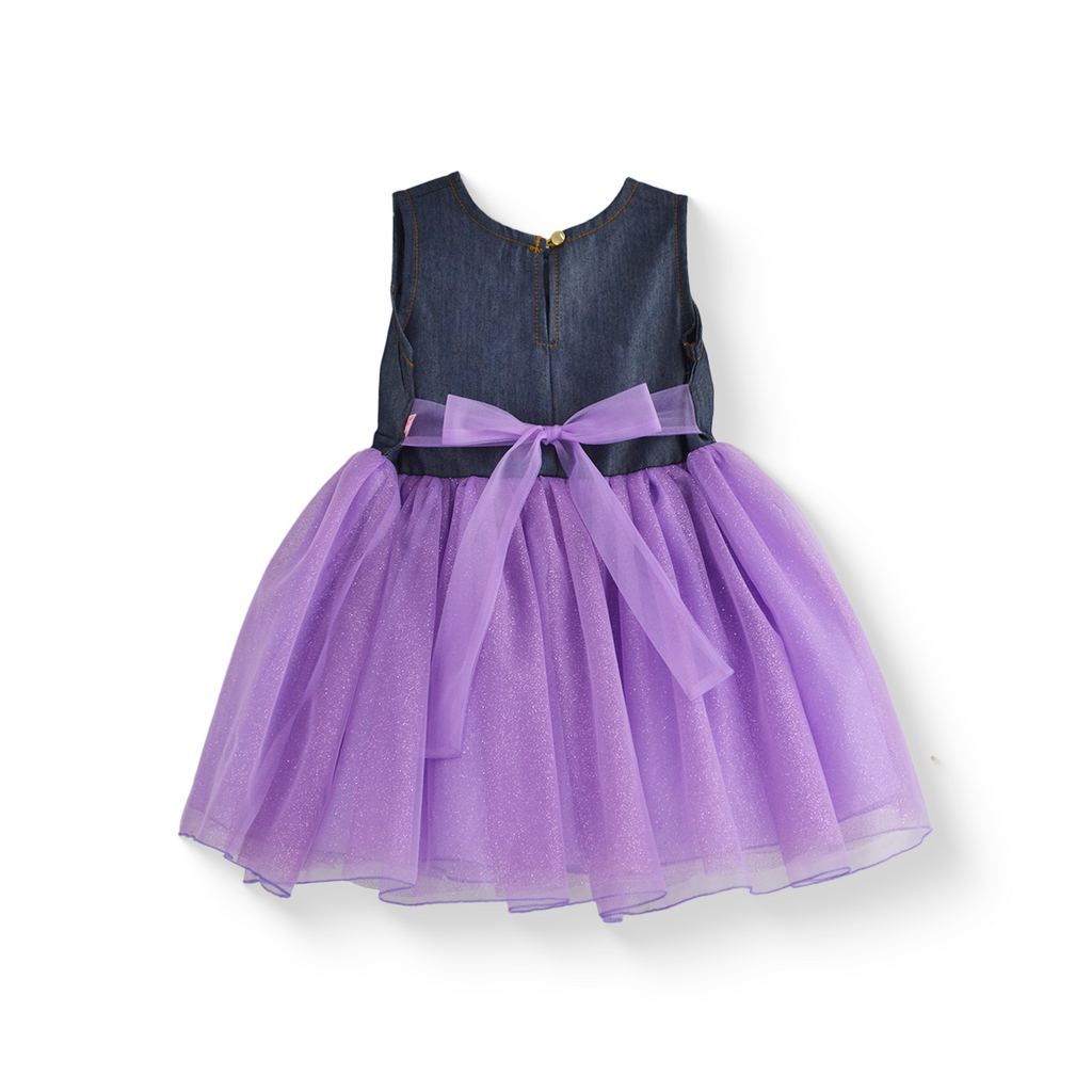 Vestido de mezclilla con carteras y tul • 1 a 3 años • Saori 3