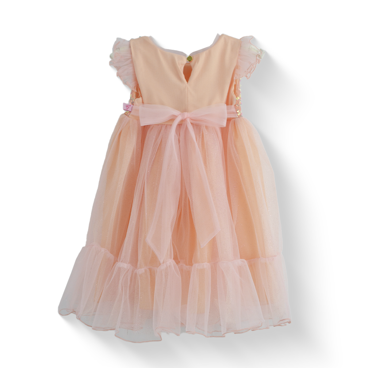 Vestido de lentejuelas con olanes y moño en cintura | VEBB0137 | tallas 1-2-3