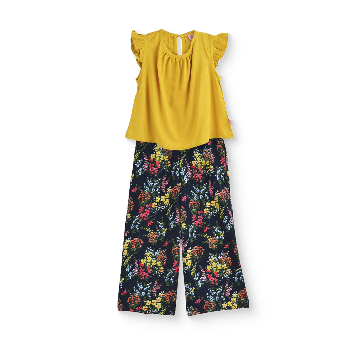 Conjunto de blusa de olanes y pantalón floreado • ARIANA 12 •  tallas ch-m-gr • CONI0044C