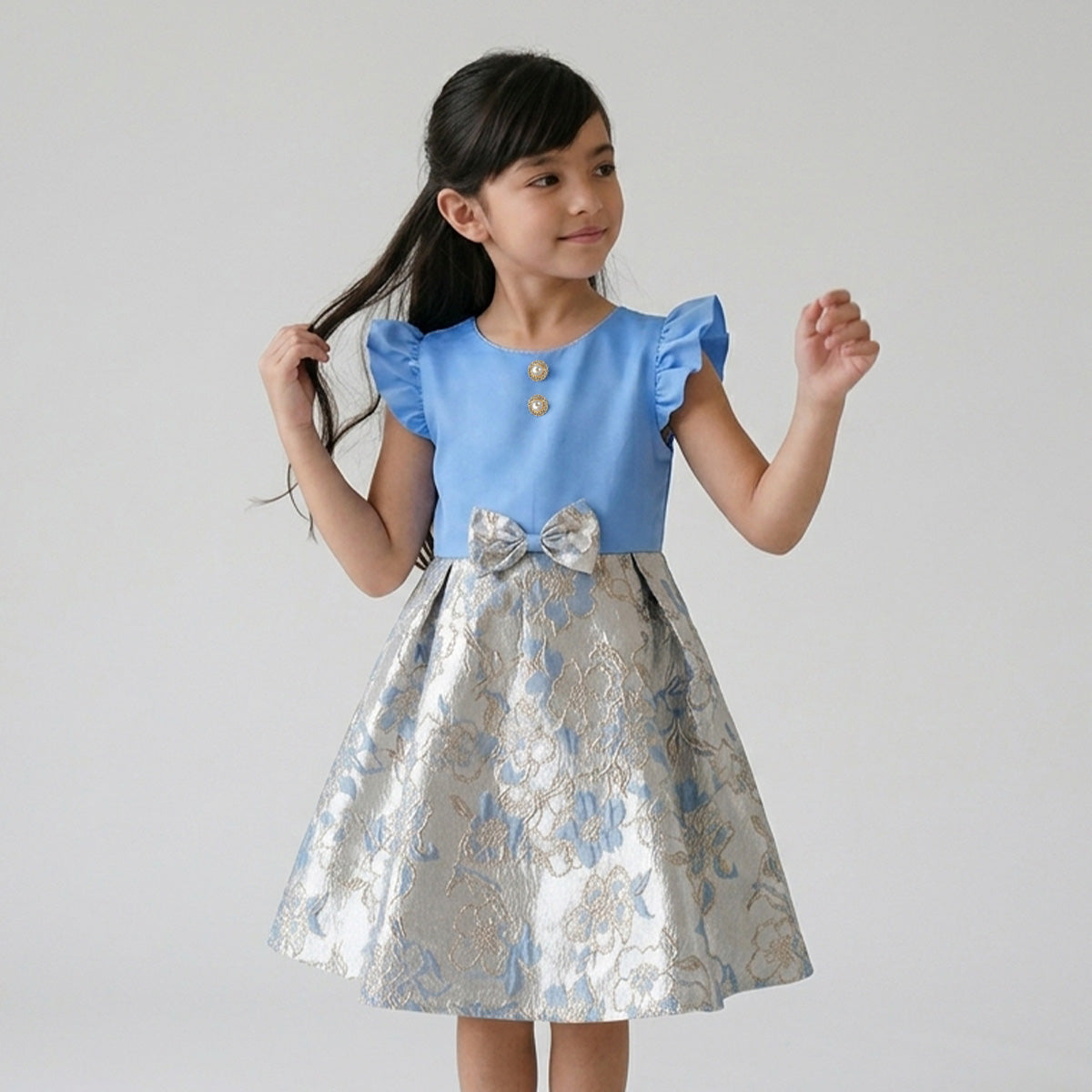 Vestido satinado con jacquard floral • ROSELIA 2 • tallas ch-m-gr  •  VENI0218